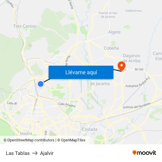 Las Tablas to Ajalvir map