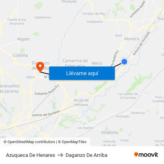 Azuqueca De Henares to Daganzo De Arriba map