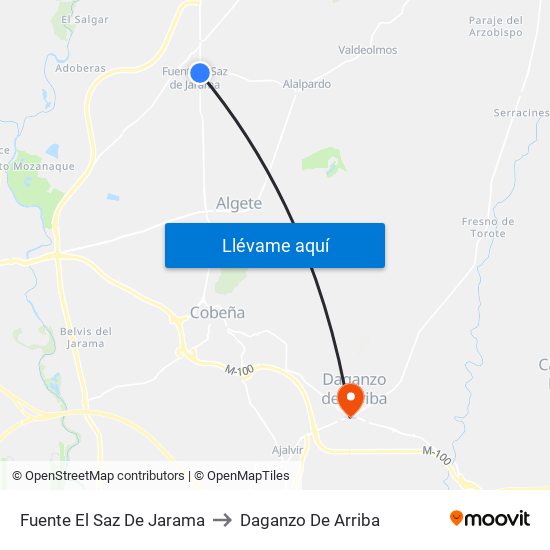 Fuente El Saz De Jarama to Daganzo De Arriba map