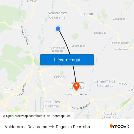 Valdetorres De Jarama to Daganzo De Arriba map