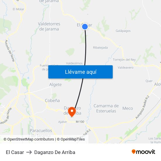 El Casar to Daganzo De Arriba map