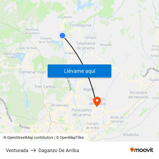 Venturada to Daganzo De Arriba map