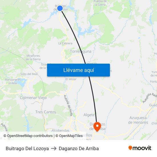 Buitrago Del Lozoya to Daganzo De Arriba map