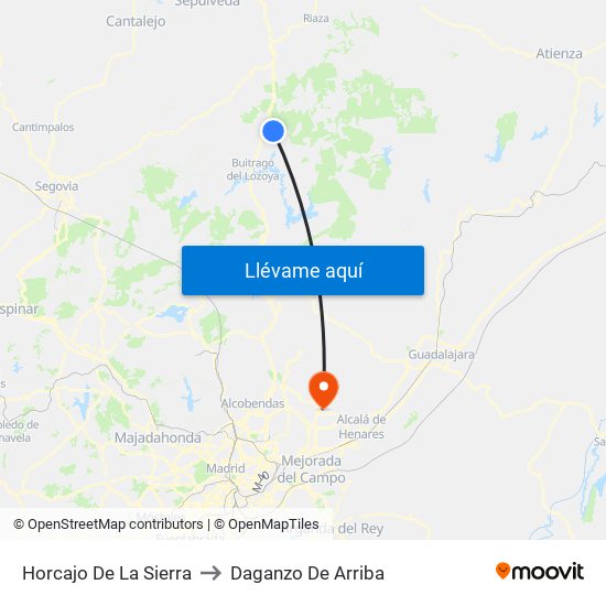 Horcajo De La Sierra to Daganzo De Arriba map