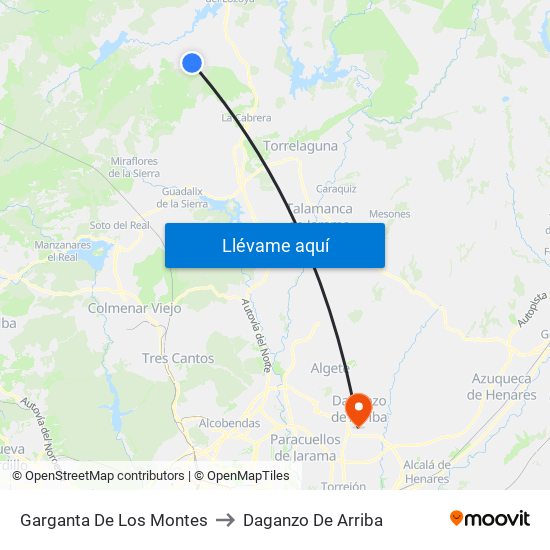 Garganta De Los Montes to Daganzo De Arriba map