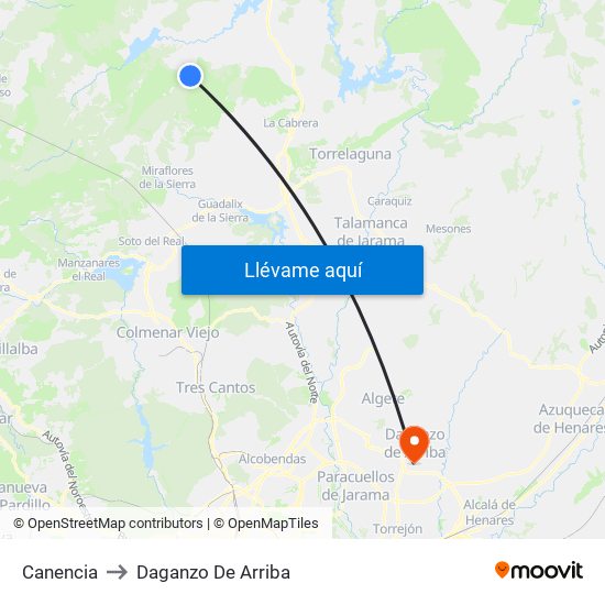 Canencia to Daganzo De Arriba map