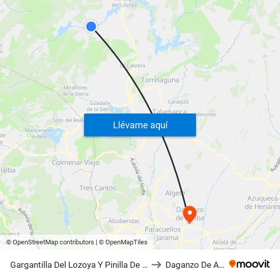Gargantilla Del Lozoya Y Pinilla De Buitrago to Daganzo De Arriba map
