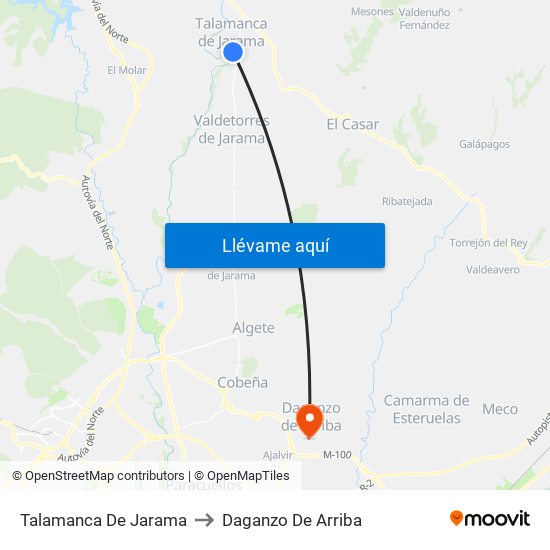 Talamanca De Jarama to Daganzo De Arriba map