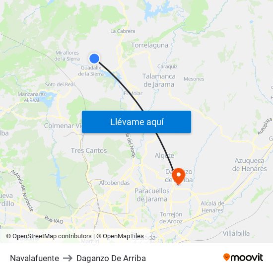 Navalafuente to Daganzo De Arriba map