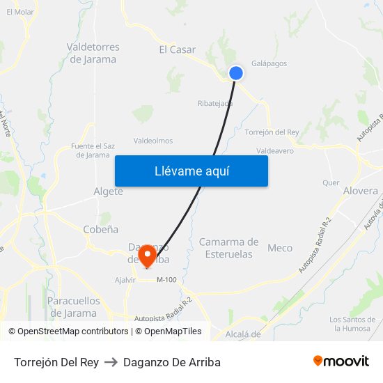 Torrejón Del Rey to Daganzo De Arriba map