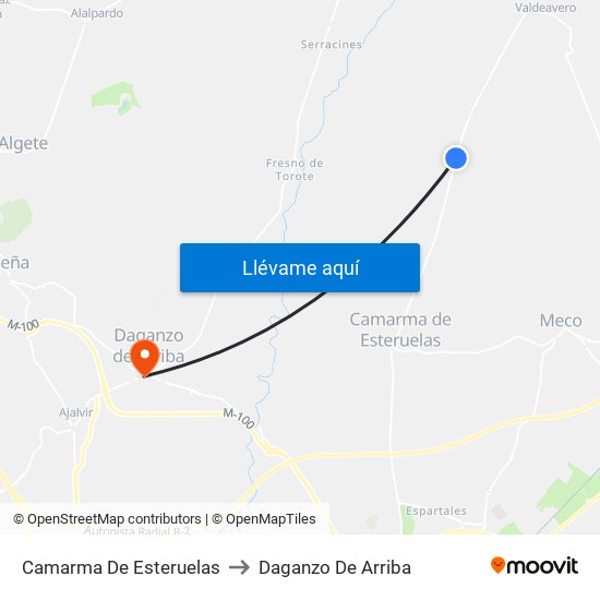 Camarma De Esteruelas to Daganzo De Arriba map