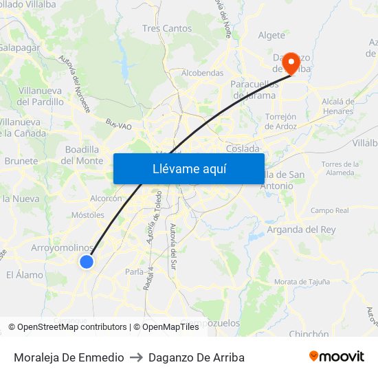 Moraleja De Enmedio to Daganzo De Arriba map
