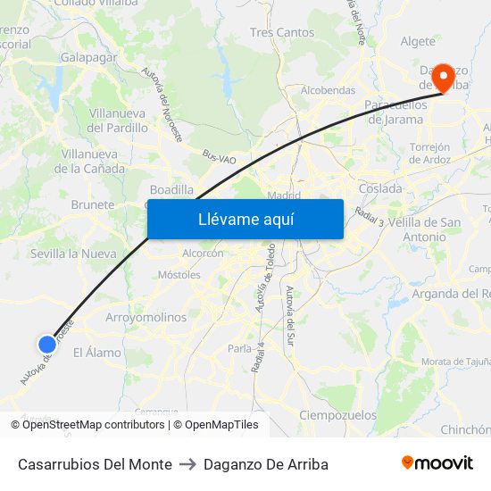 Casarrubios Del Monte to Daganzo De Arriba map