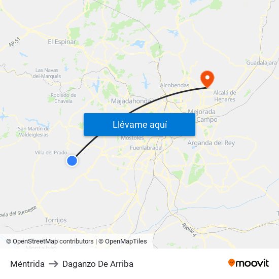 Méntrida to Daganzo De Arriba map