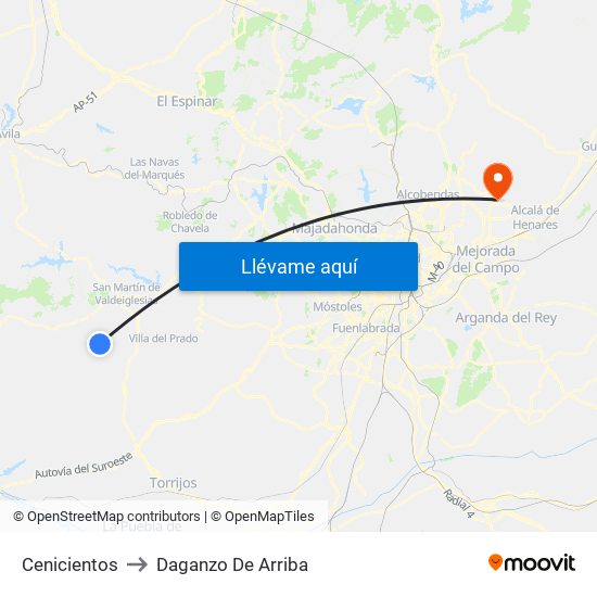 Cenicientos to Daganzo De Arriba map