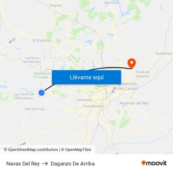 Navas Del Rey to Daganzo De Arriba map