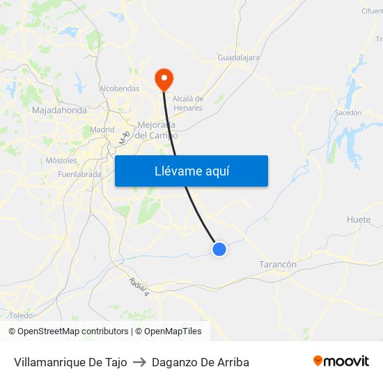 Villamanrique De Tajo to Daganzo De Arriba map