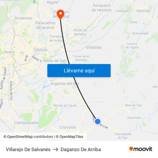Villarejo De Salvanés to Daganzo De Arriba map