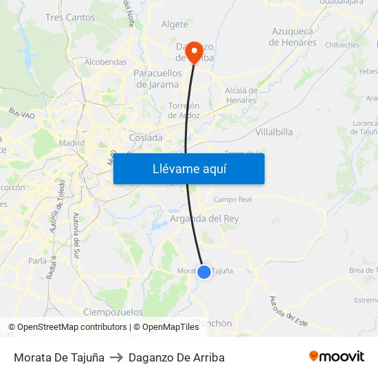 Morata De Tajuña to Daganzo De Arriba map