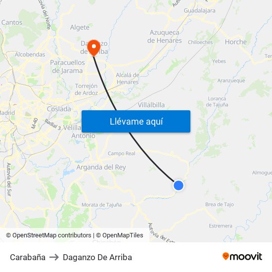 Carabaña to Daganzo De Arriba map