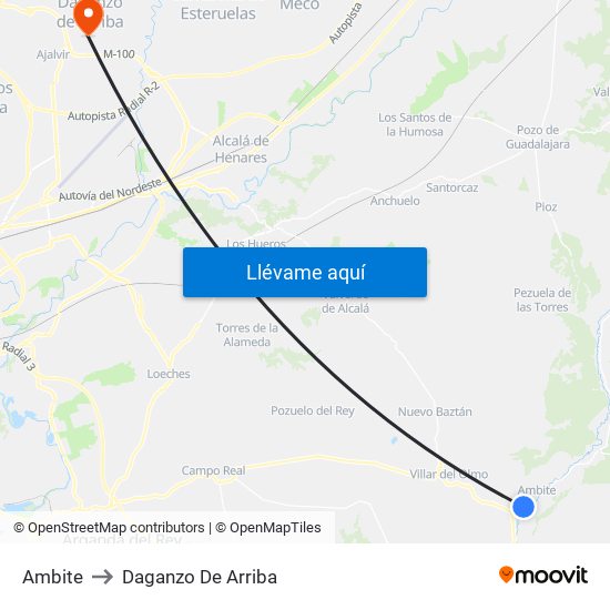 Ambite to Daganzo De Arriba map