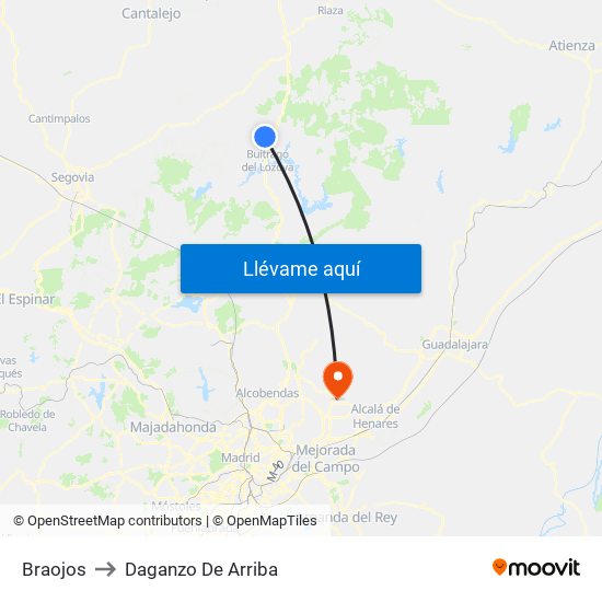 Braojos to Daganzo De Arriba map