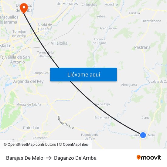 Barajas De Melo to Daganzo De Arriba map