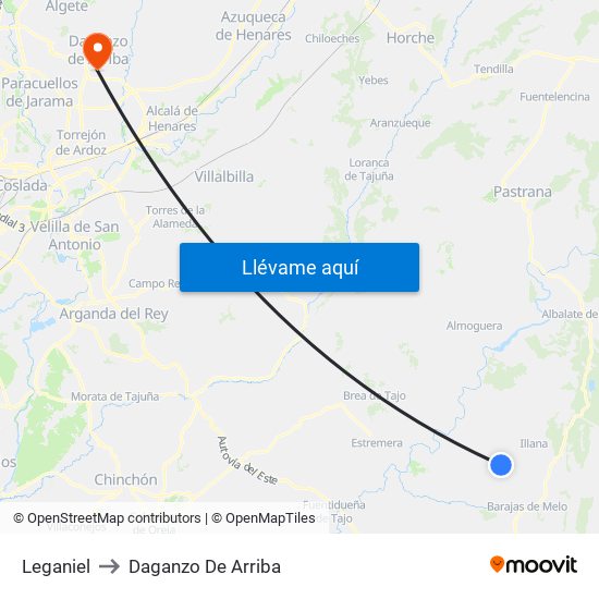 Leganiel to Daganzo De Arriba map