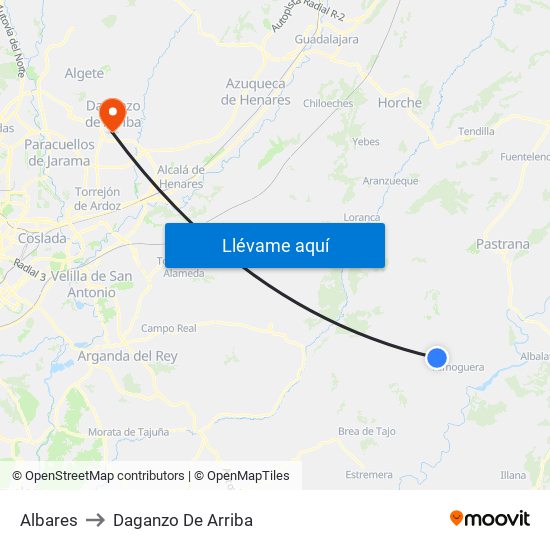 Albares to Daganzo De Arriba map
