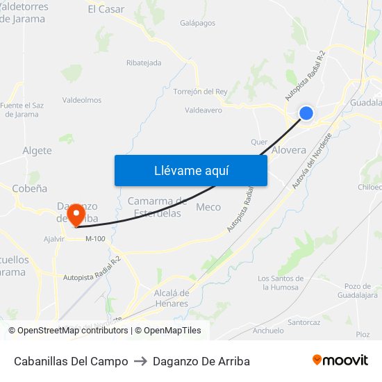 Cabanillas Del Campo to Daganzo De Arriba map