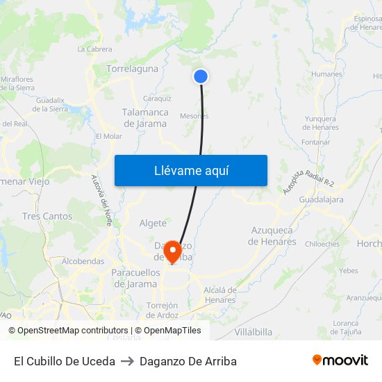 El Cubillo De Uceda to Daganzo De Arriba map