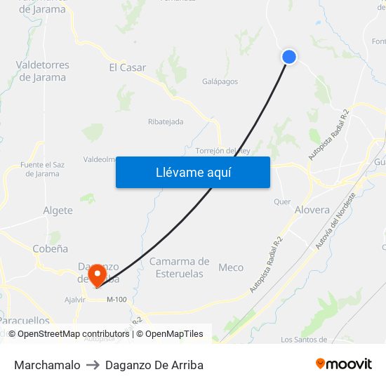 Marchamalo to Daganzo De Arriba map