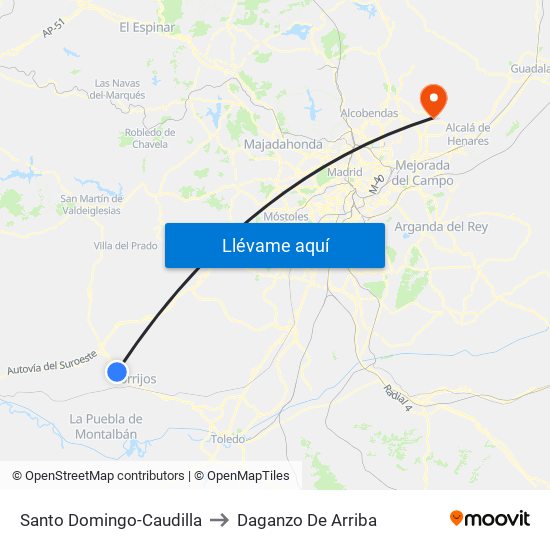 Santo Domingo-Caudilla to Daganzo De Arriba map