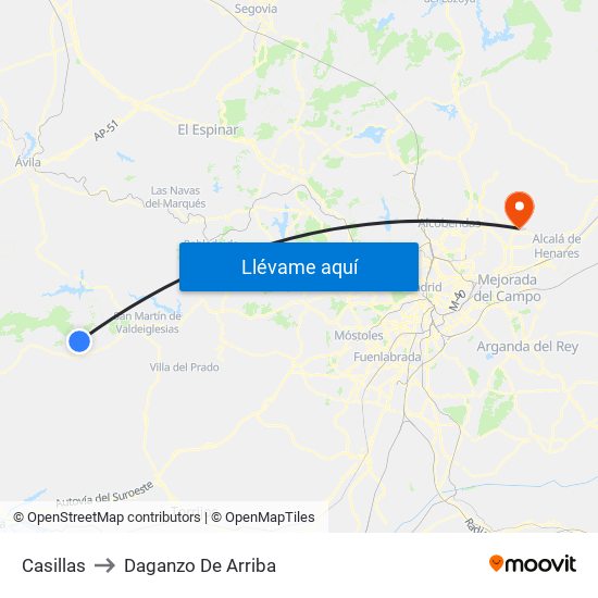 Casillas to Daganzo De Arriba map