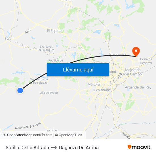 Sotillo De La Adrada to Daganzo De Arriba map