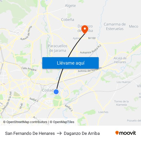San Fernando De Henares to Daganzo De Arriba map