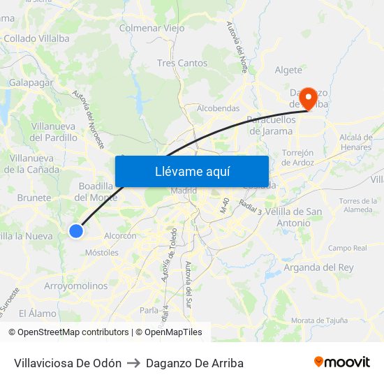 Villaviciosa De Odón to Daganzo De Arriba map