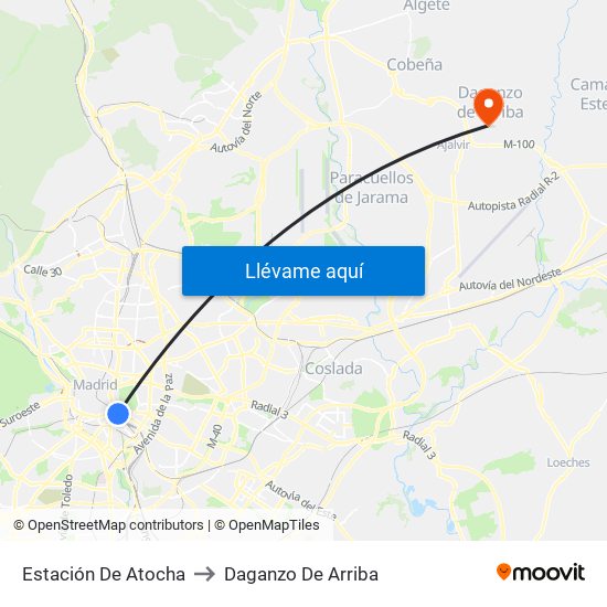 Estación De Atocha to Daganzo De Arriba map