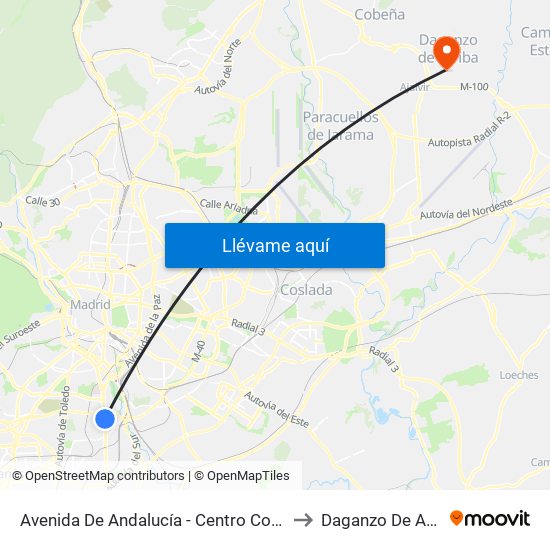 Avenida De Andalucía - Centro Comercial to Daganzo De Arriba map