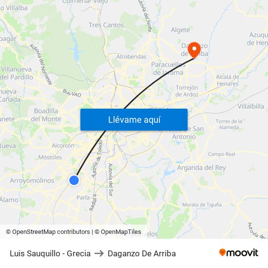 Luis Sauquillo - Grecia to Daganzo De Arriba map