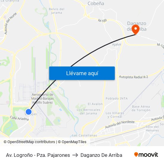 Av. Logroño - Pza. Pajarones to Daganzo De Arriba map