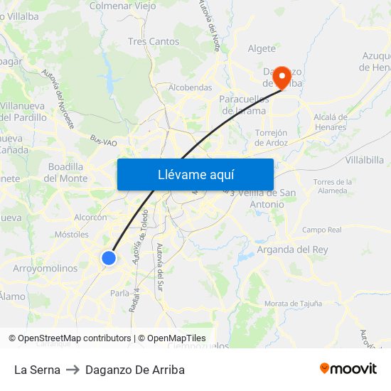 La Serna to Daganzo De Arriba map