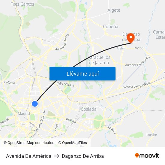 Avenida De América to Daganzo De Arriba map