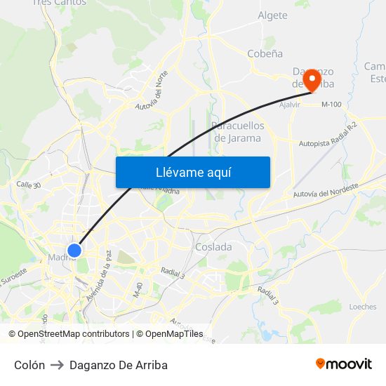 Colón to Daganzo De Arriba map