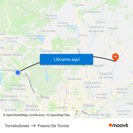 Torrelodones to Fresno De Torote map