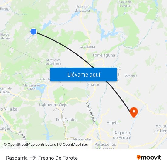Rascafría to Fresno De Torote map