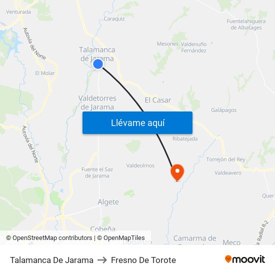 Talamanca De Jarama to Fresno De Torote map