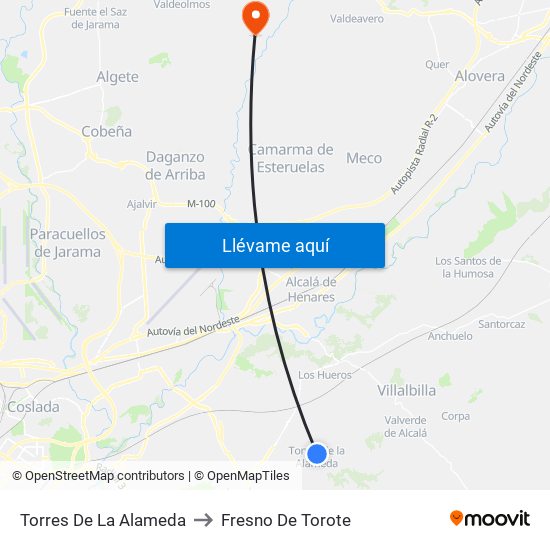Torres De La Alameda to Fresno De Torote map