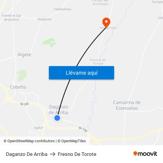 Daganzo De Arriba to Fresno De Torote map