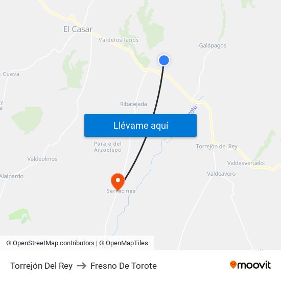 Torrejón Del Rey to Fresno De Torote map